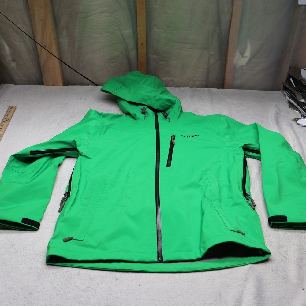 Flylow Higgins Jacket Mens Medium Green Waterproof Full Zip Hooded Ski Winter